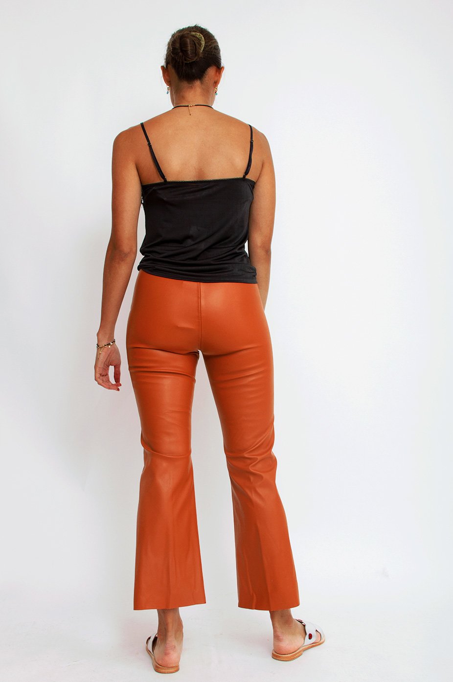 Orange Faux Leather Pants L (12-14 UK) / Orange
