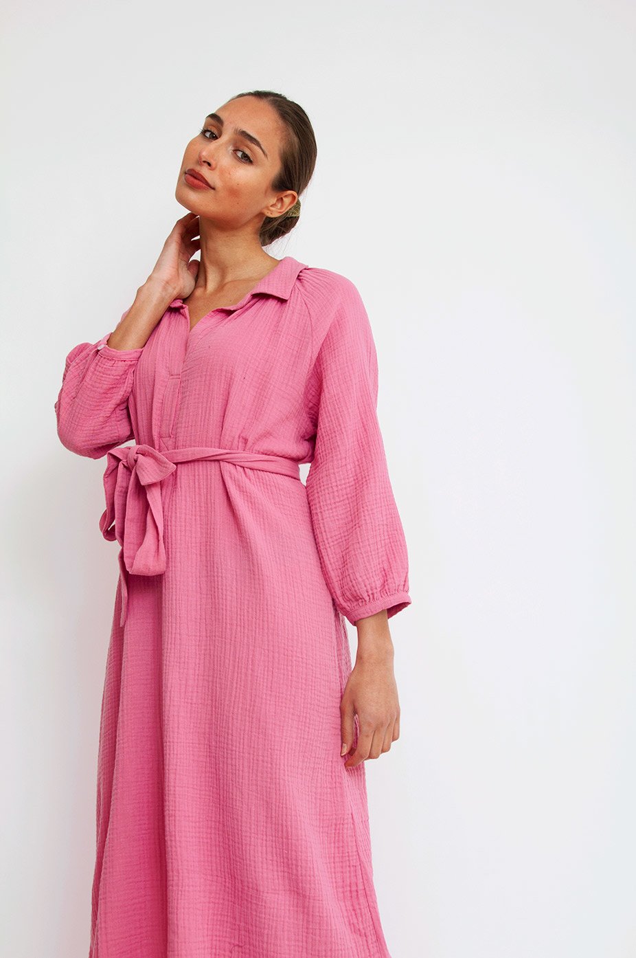 Long Sleeves Tetra Dress Pink Orla Antwerp - Product - Sienna Goodies