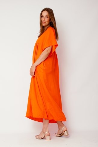 Viscose Maxi V-Neck Dress Orange Sweet Like You