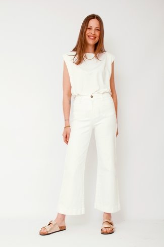 Louise Cropped Flare Jeans Pants White Sweet Like You