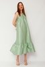 One Shoulder Maxi Satin Dress Olive Green Sweet Like You