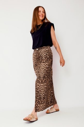 Frankie Denim Jeans Skirt Leopard Neo Noir