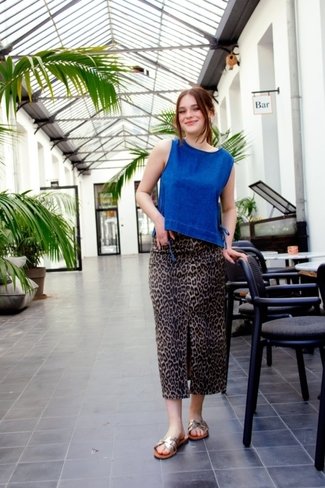 Judy Denim Jeans Skirt Leopard Sweet Like You