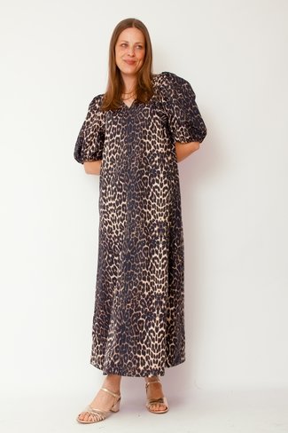 Bobbie Leopard Midi Dress Neo Noir
