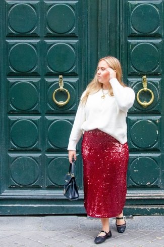 Fer Sequin Skirt Red Suncoo Paris